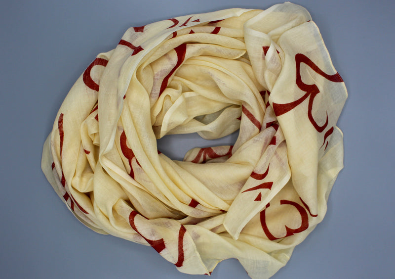 Cream Cotton Om Prayer Shawl - nepacrafts
