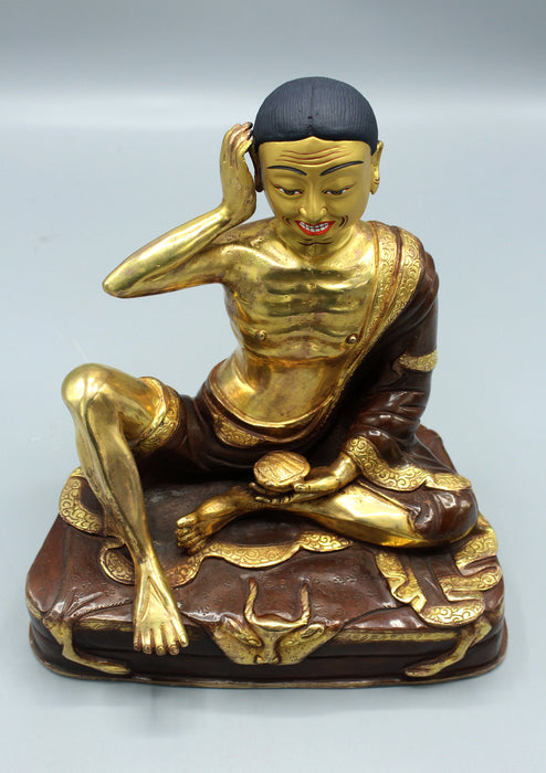 Copper Gold Plated Yogi  Milarepa Statue 10"
