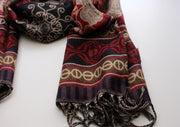 Purple Border Rose and Sun Printed Woolen Shawl - nepacrafts