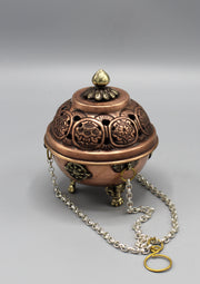 Eight Auspicious Symbol Hanging Copper Incense Burner - nepacrafts