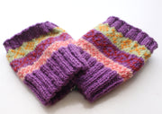 Handknitted Purple Multicolor Christmas Gift Short Legwarmers - nepacrafts