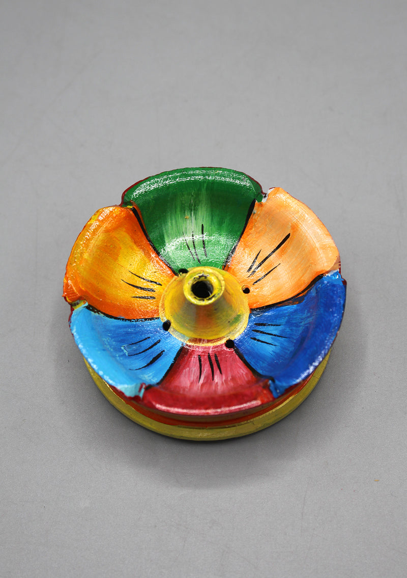 Colorful Flower Design Tibetan Wooden Incense Burner