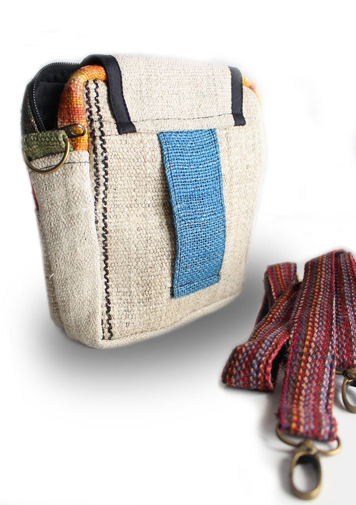 Maroon Mix Natural Hemp Cross Body Document Bag - nepacrafts