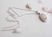 Shimmering 925 Silver Sterling Grey Moonstone Oval Pendant - nepacrafts