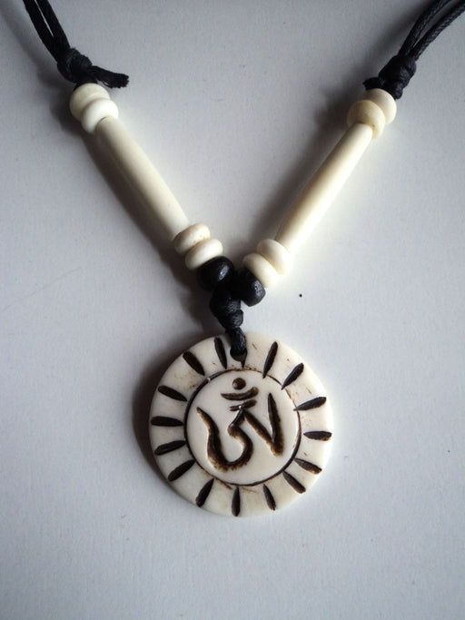 Tibetan Om Sun Power Bone Necklace - nepacrafts