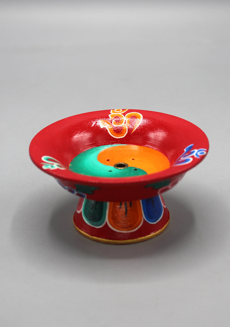 Lotus Design Om Painted Incense Burner