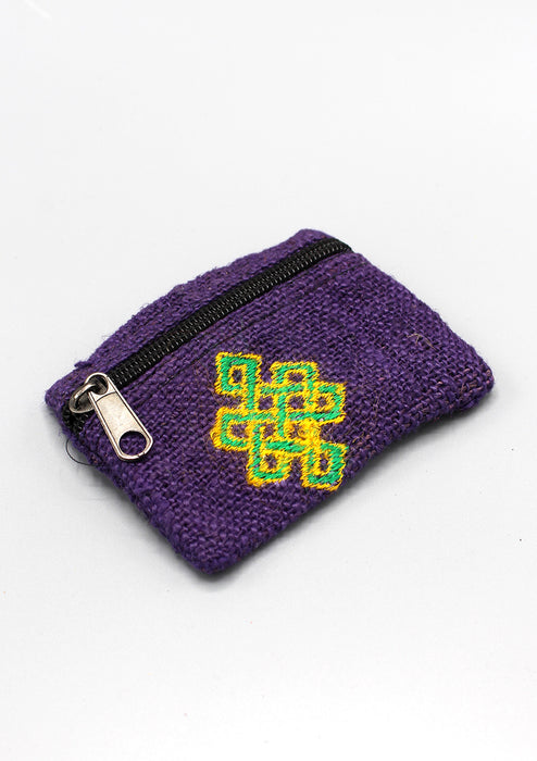 Endless Knot Embroidered Hemp Coin Purse