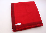 100 % Exclusive Red Cashmere Shawl with Border Herringbone Pattern - nepacrafts