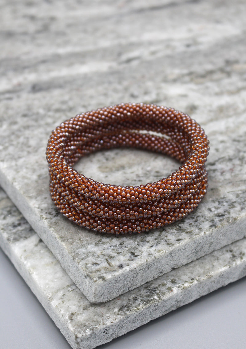 Earthy Glass Beads Roll on Bracelet - nepacrafts