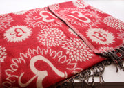Red Color Hindu OM Printed Hand Loomed Himalayan Yak Wool Shawl - nepacrafts