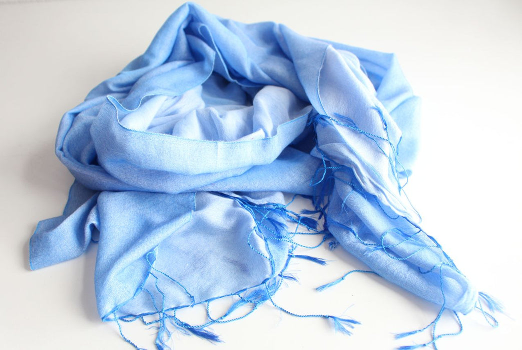 Silky Delicate Two Toned Water Pashmina Shawl-Lapis Blue
