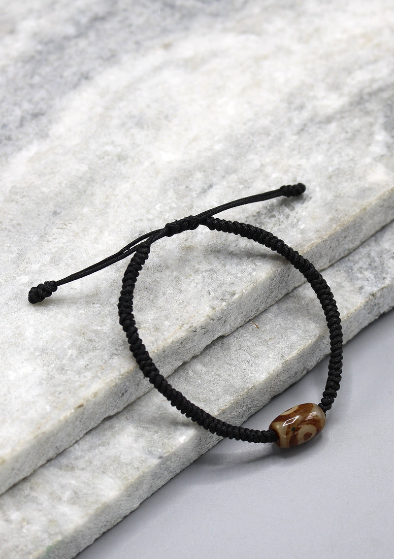 Black Color Lucky Knots Bracelet with Dzi Bead