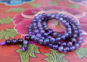 108 Amethyst Gemstone Prayer Beads Mala, Yoga Jewelry - nepacrafts