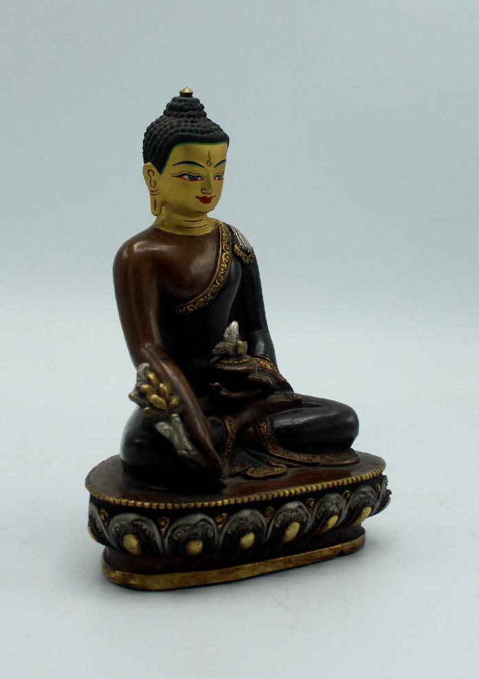 Face Painted Copper Medicine Buddha Statue