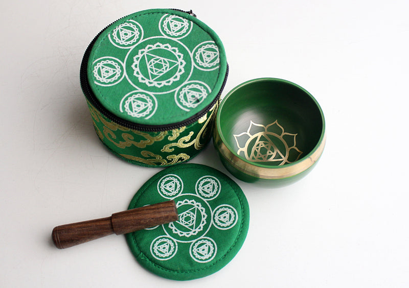 Kundalini Seven Chakra Singing Bowl Set with Silk Brocade Gift Box - nepacrafts