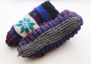 Elegant Blue and White Mixed Snow Flakes Pattern Woolen Indoor Lined Socks - nepacrafts