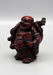 Laughing Buddha with Fan Maroon Resin Statue - nepacrafts