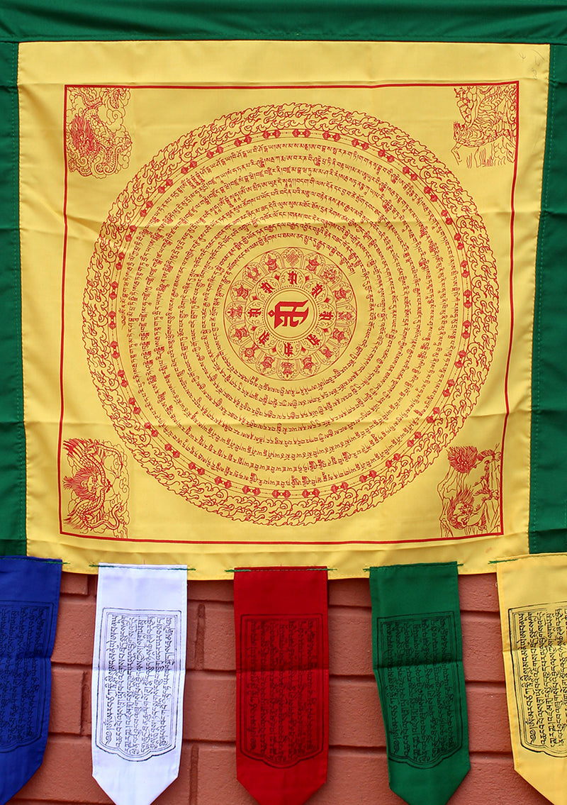 Yellow Color Namgyalma Powerful Mantra Printed Cotton Prayer Flags