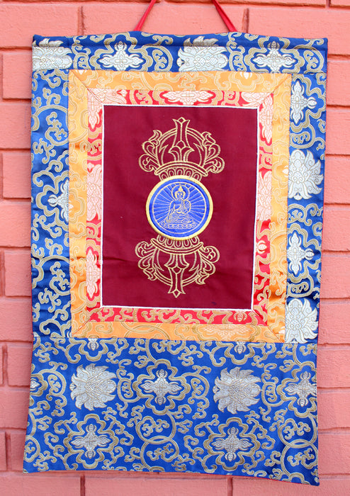 Double Dorjee Buddha Embroidered Tibetan Wall Hanging - nepacrafts