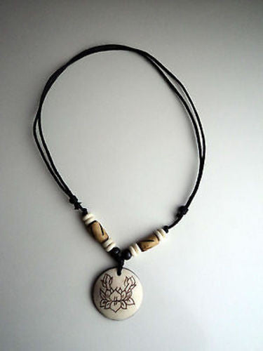 Lotus Bone Pendant Necklace - nepacrafts