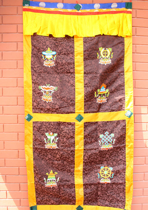 Handmade Tibetan Door Curtain Embroidered with 8 Auspicious Symbol