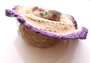Hemp Hat with Purple Lining and Flower, Earthy Travel Hat, Hemp Tourist Hat - nepacrafts