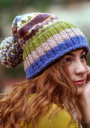 Olive Green Woolen Winter Sherpa Pom Pom Beanie - nepacrafts