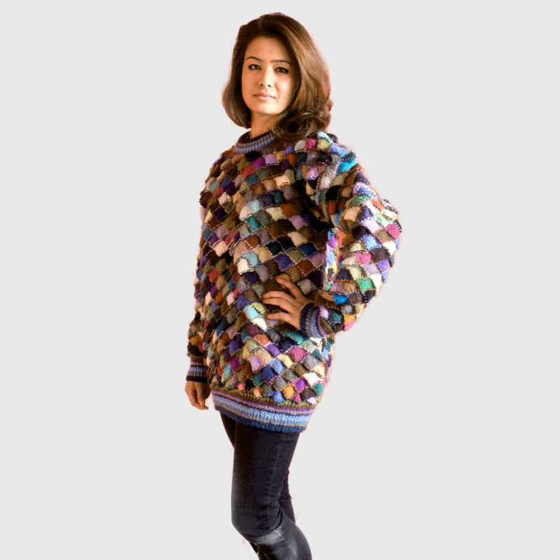 Patchwork Cozy Hand knitted Woolen Sweater - nepacrafts