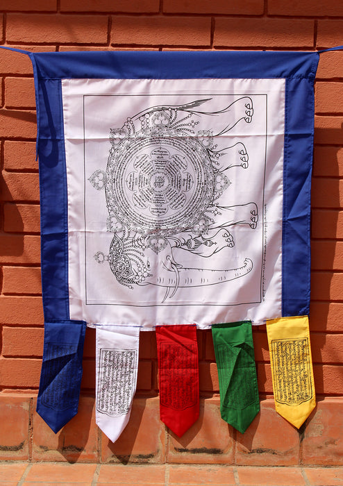 Tibetan Elephant Mandala Printed Cotton Banner Prayer Flags