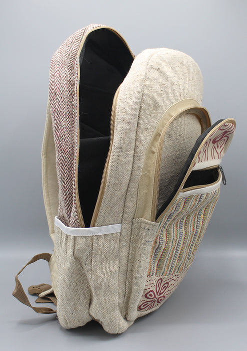 Peace Sign Hemp Backpack with Laptop Sleeve - nepacrafts
