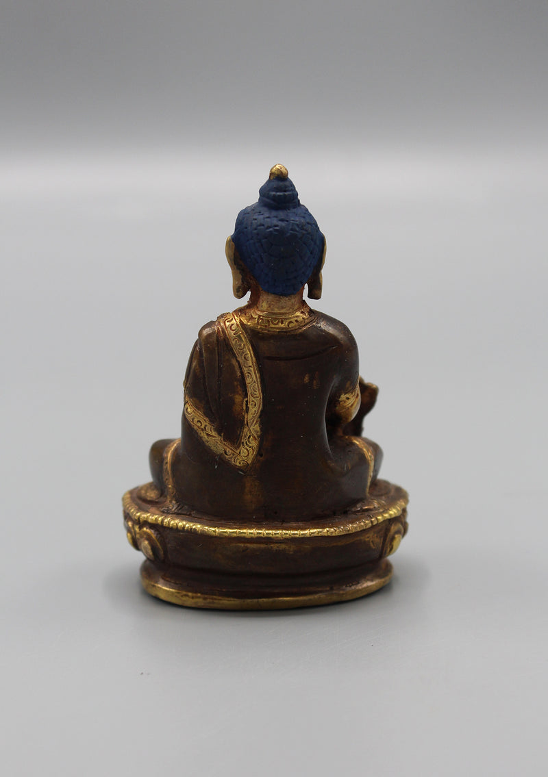 Gold Plated Medicine Buddha Statue 3.3"H