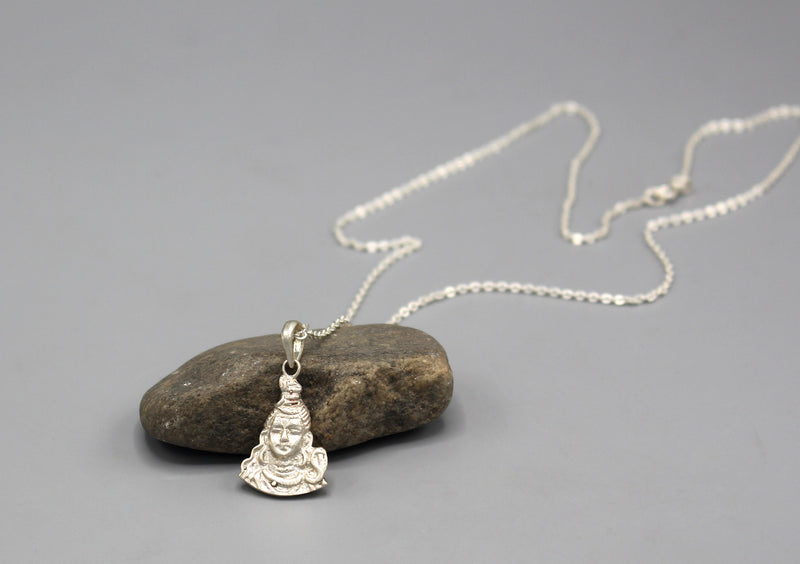 Hindu Lord Shiva Carving Sterling Silver Pendant - nepacrafts
