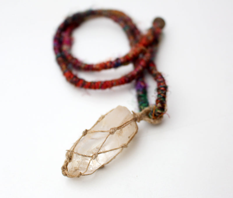 Himalayan Rock Crystal Pendant Necklace - nepacrafts