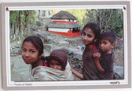 Faces of Nepal Postcard-Showing Typical Nepali Houses and Faces - nepacrafts
