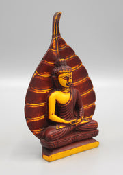 Bodhi Leaf Meditating Buddha Maroon Statue - nepacrafts