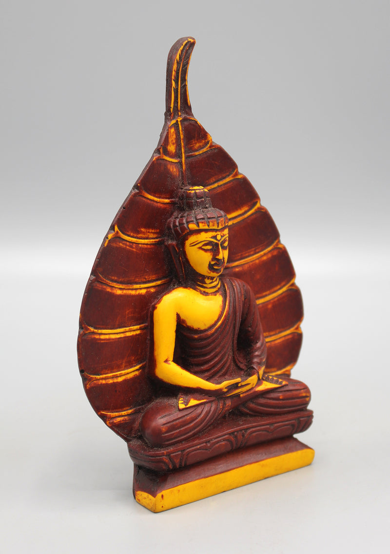 Bodhi Leaf Meditating Buddha Maroon Statue - nepacrafts