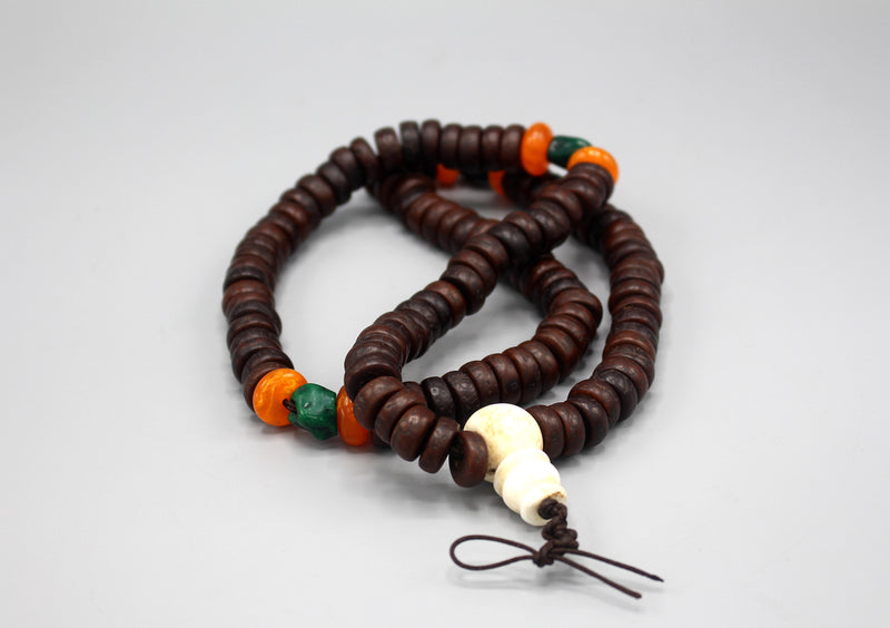 Flat Beads Cut Design Bodhi Meditation Mala with Counter - nepacrafts
