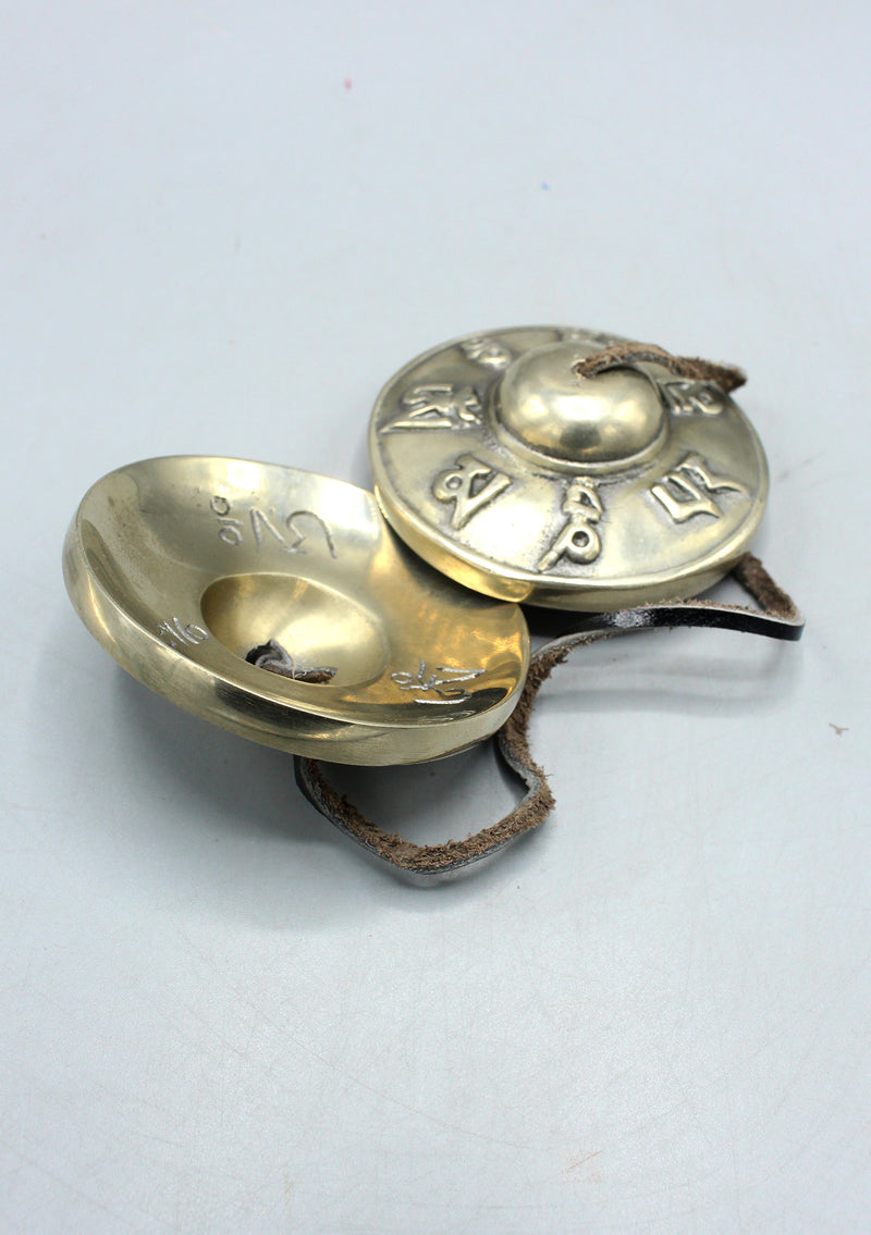 Om Mani Carving Meditation Cymbals
