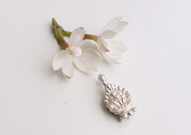Silver Sterling Flaming Norbu Buddhist Prayer Mala Marker Clip - nepacrafts