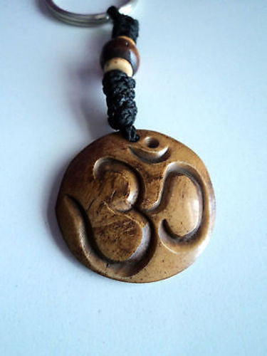 Brown Hindu Om Bone Keychain - nepacrafts