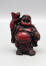 Laughing Buddha with Bowl Maroon Resin Statue - nepacrafts