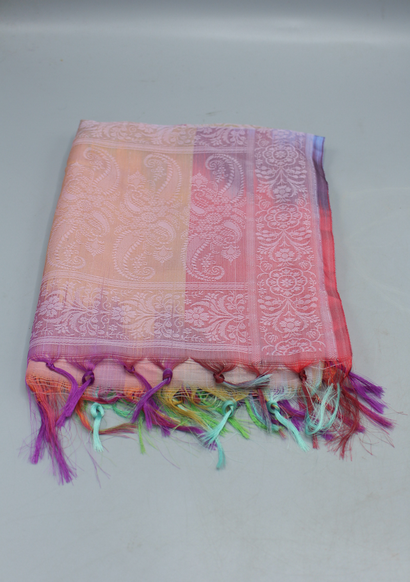 Silk Mixed Polyester Dark Mixed Colored Shawls