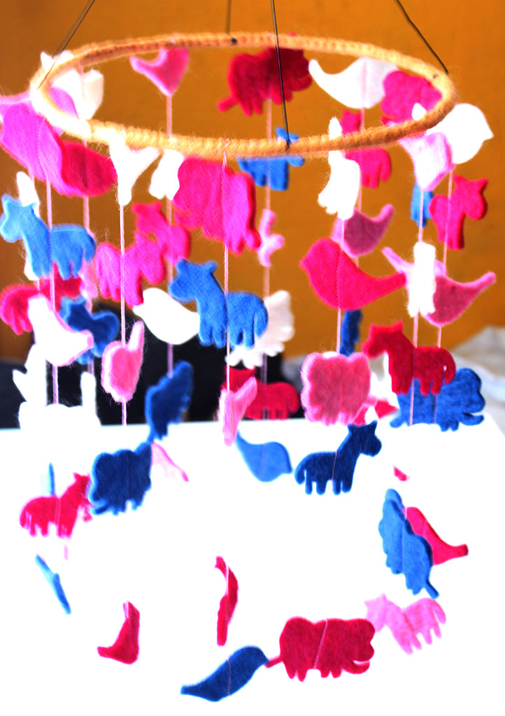 Cute Little Animals Felt Wool Ceiling Hanging, Nursery Hanging - nepacrafts