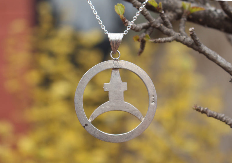 Sterling Silver Handmade Stupa Pendant - nepacrafts