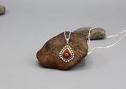 Coral Inlaid Tear Drop Sterling Silver Pendant - nepacrafts