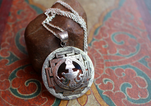Lucky Symbol Treasure Vase Tibetan Pendant - nepacrafts