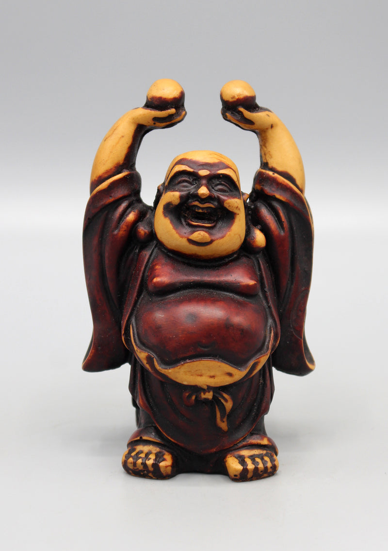 Laughing Buddha Raising Both Hand Resin Statue - nepacrafts