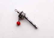 White Metal Om Mani Prayer Wheel Pendant - nepacrafts