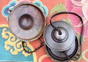 Tibetan Plain Meditation Tingsha/ Cymbals with Hand Carved Copper Cover - nepacrafts