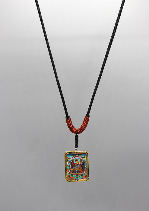 Hand Painted Mini Guru Padhmasambhava Thangka Amulet Pendant
